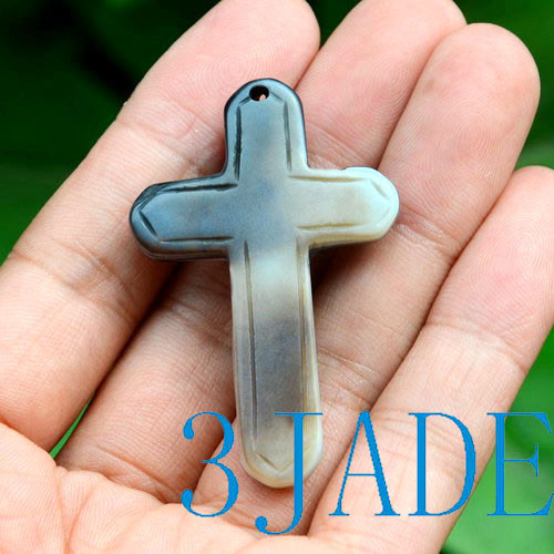 Hand-Carved Sardonyx/Heaven Eye Agate Crucifix Cross Pendant
