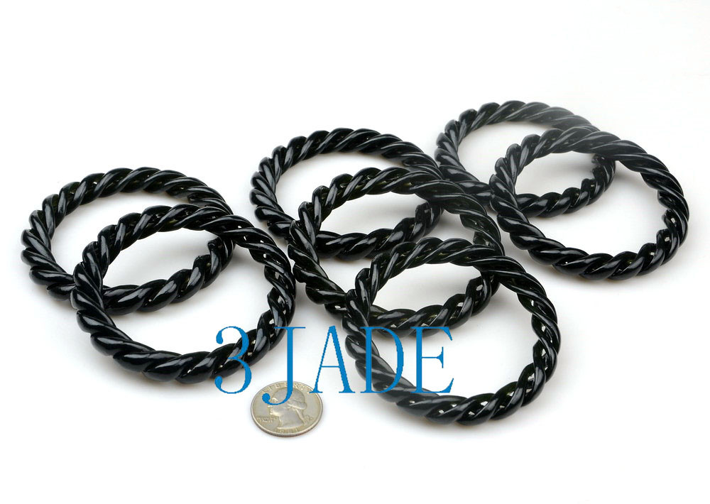 58mm-61mm Hand-carved Fine-grained Nephrite Jade Rope Shape Bangle