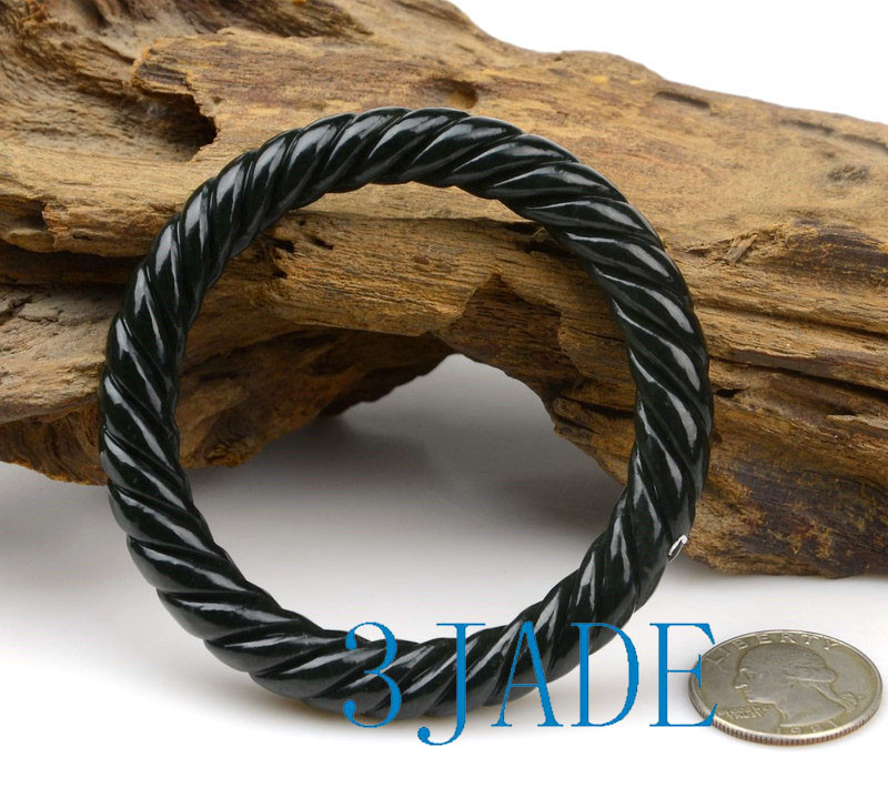 58mm-61mm Hand-carved Fine-grained Nephrite Jade Rope Shape Bangle