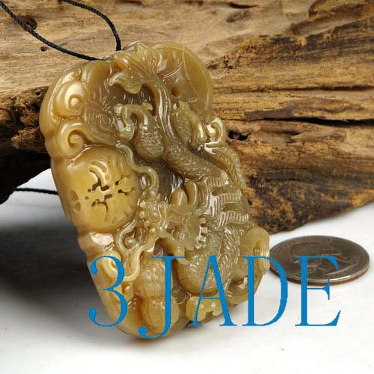 brown jade dragon necklace