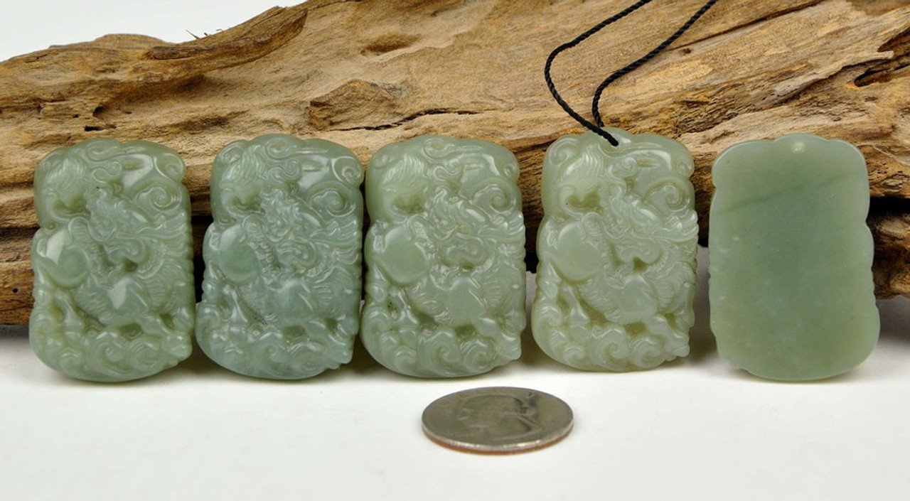 Natural Nephrite Jade Pixiu Pendant / Feng Shui Pi Yao Necklace