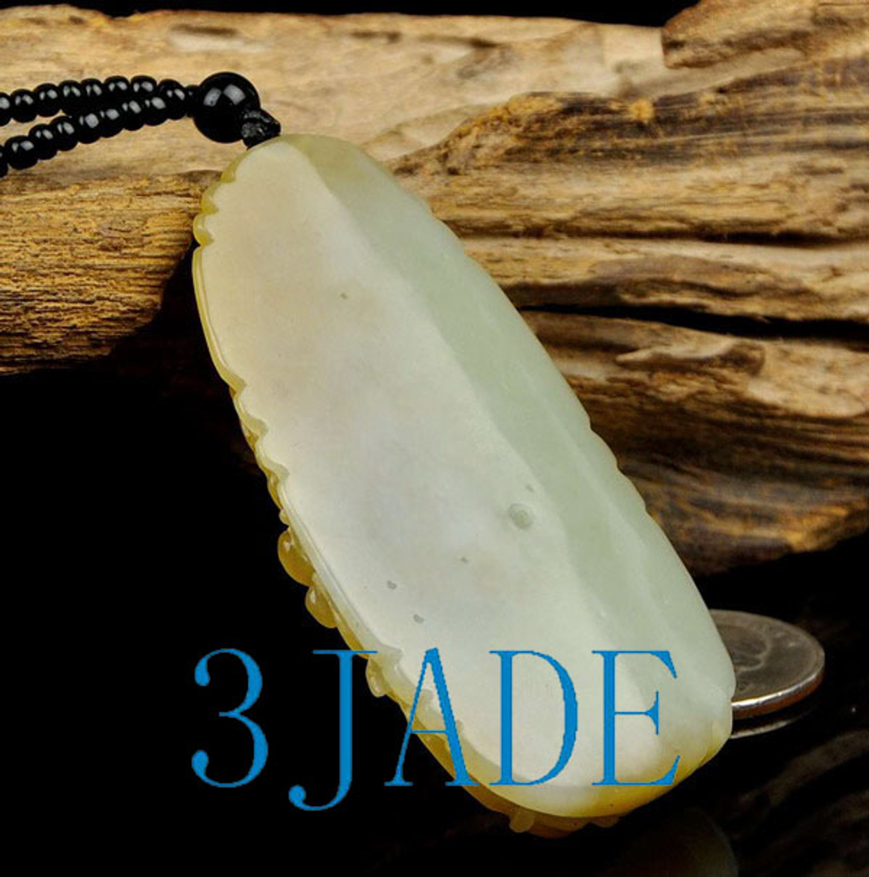 Natural Brown White Hetian Nephrite Jade Dragon Pendant / Necklace w/ certificate