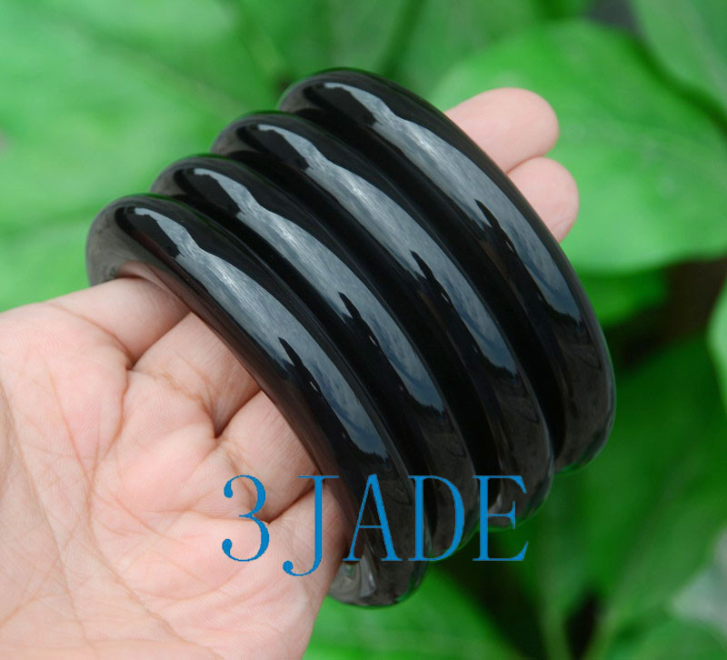 Thick Black Agate /Black Onyx Bangle Bracelet – Sturdy Design