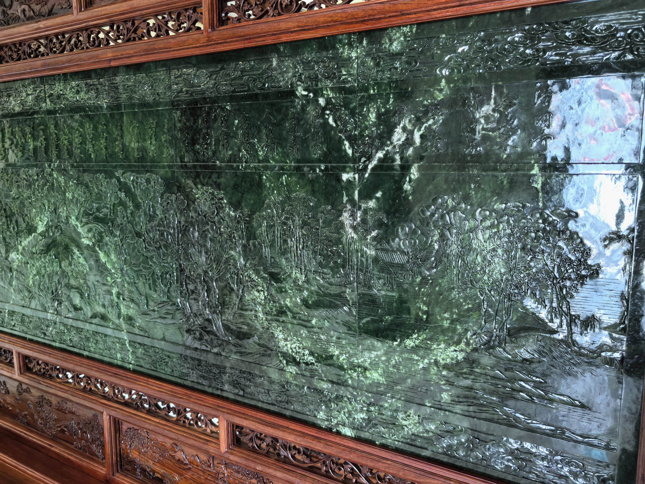 Magnificent 8m x 2.6m Siberian Nephrite Jade Screen Carving of