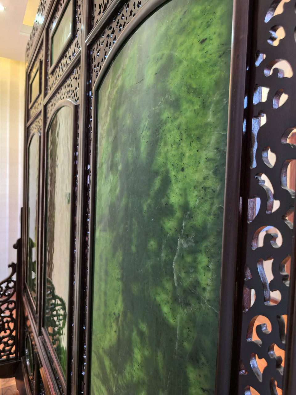 Exquisite Canadian Nephrite Jade Screen Featuring the 
