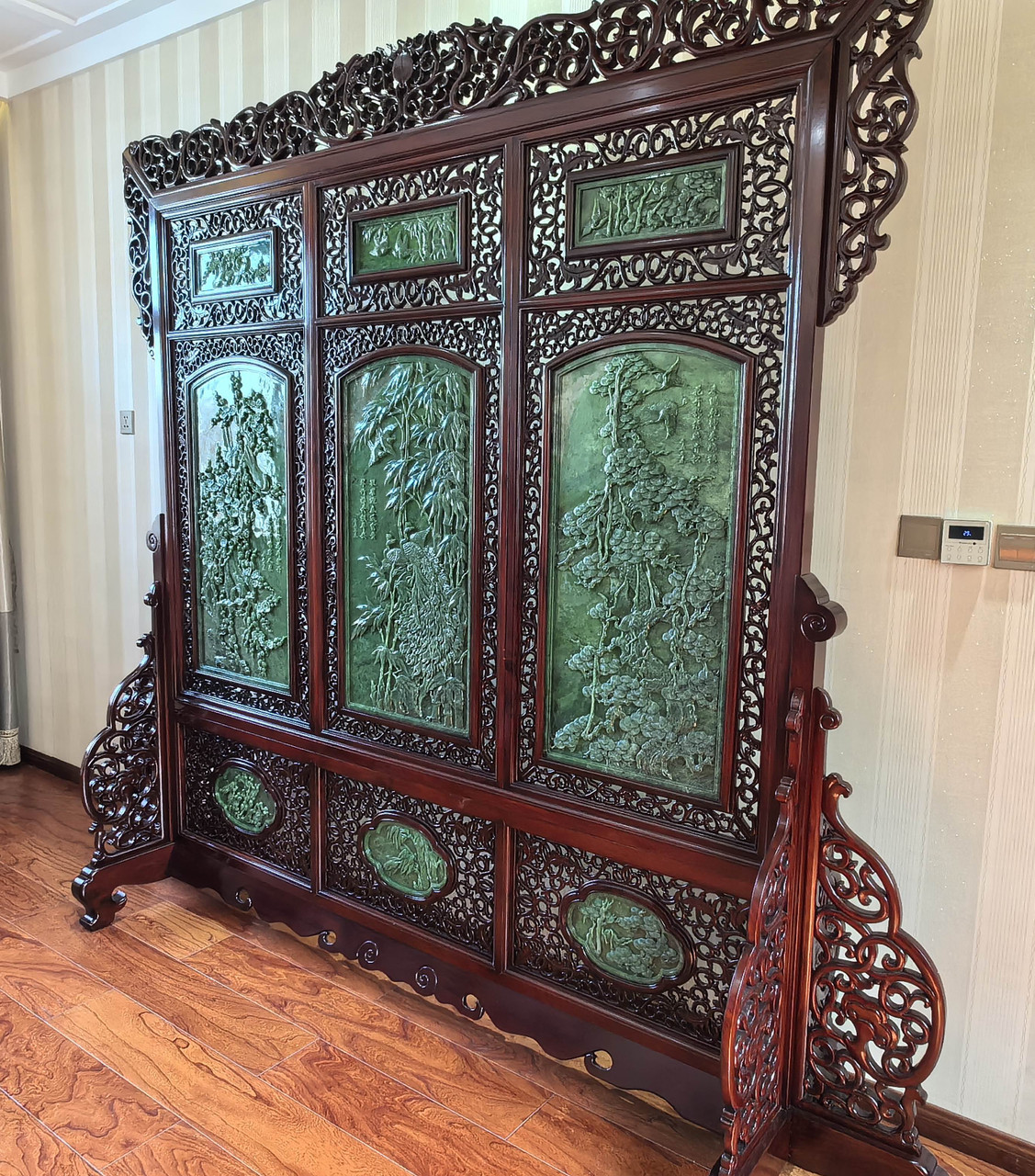 Exquisite Canadian Nephrite Jade Screen Featuring the 