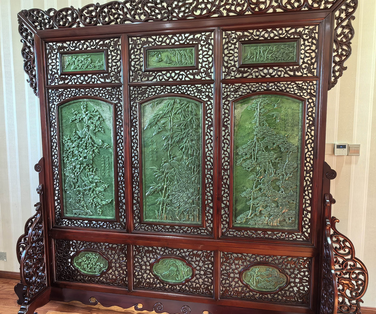 Exquisite Canadian Nephrite Jade Screen Featuring the 