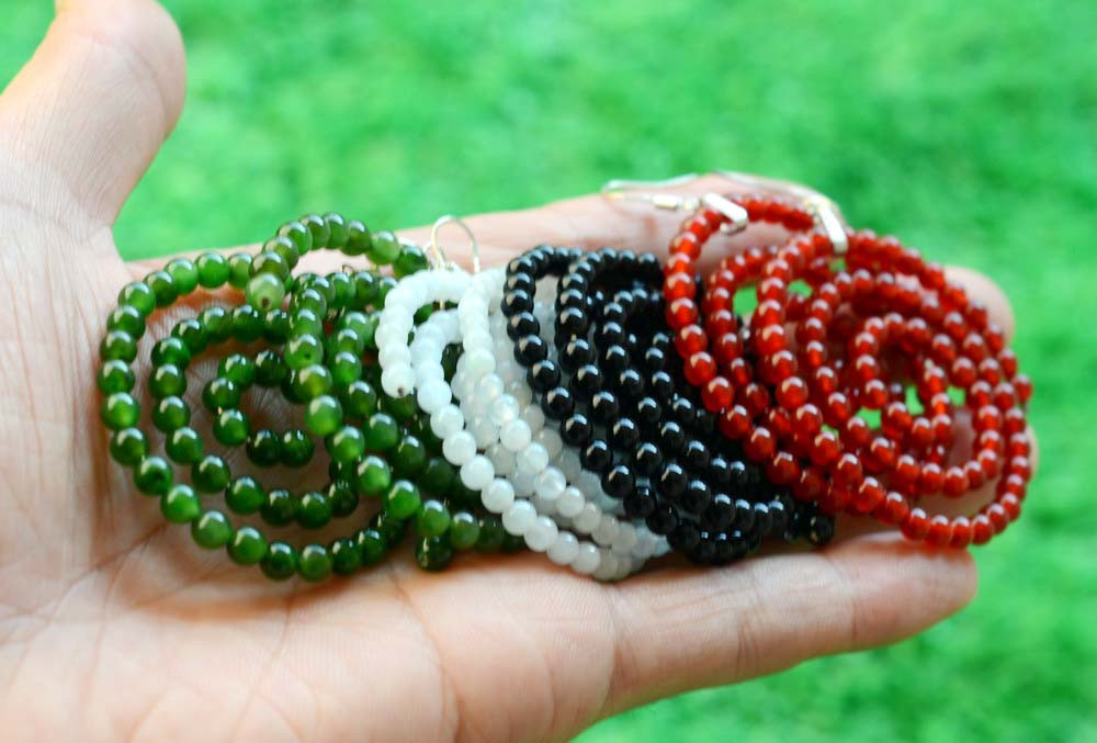 Handmade spiral bead earrings with sterling silver hooks