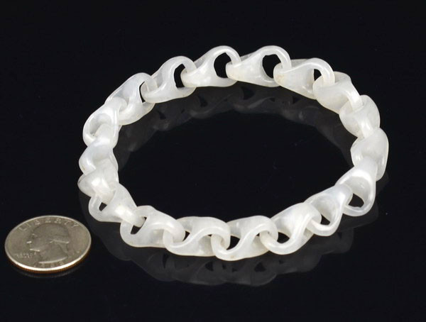 Hand Carved White Hetian Jade Link Chain Bracelet – Natural