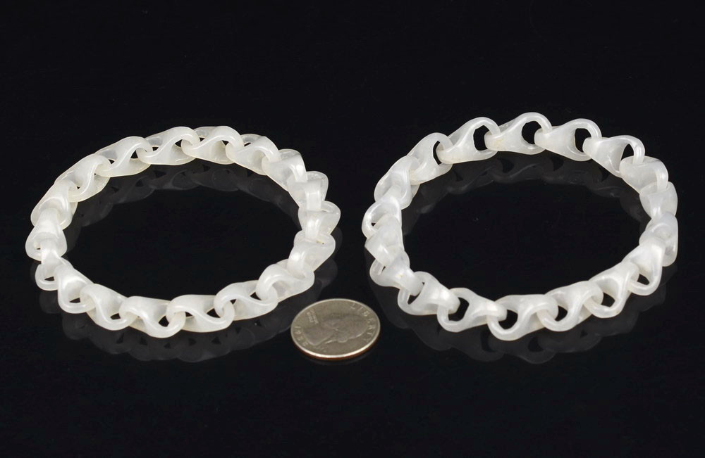 Hand Carved White Hetian Jade Link Chain Bracelet – Natural
