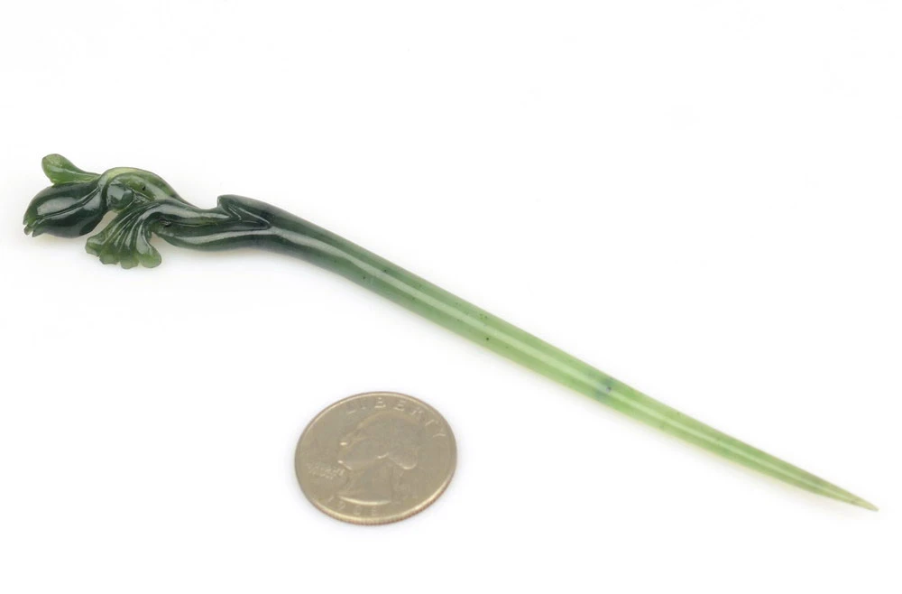 flower bud jade hair stick carved nephrite