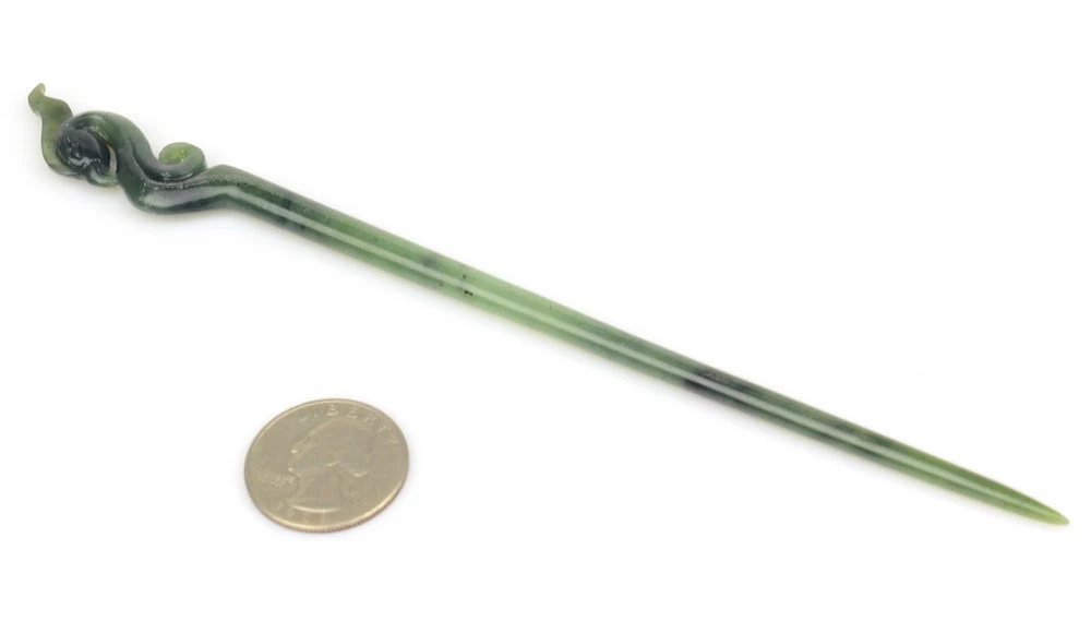long jade phoenix hair stick nephrite jade