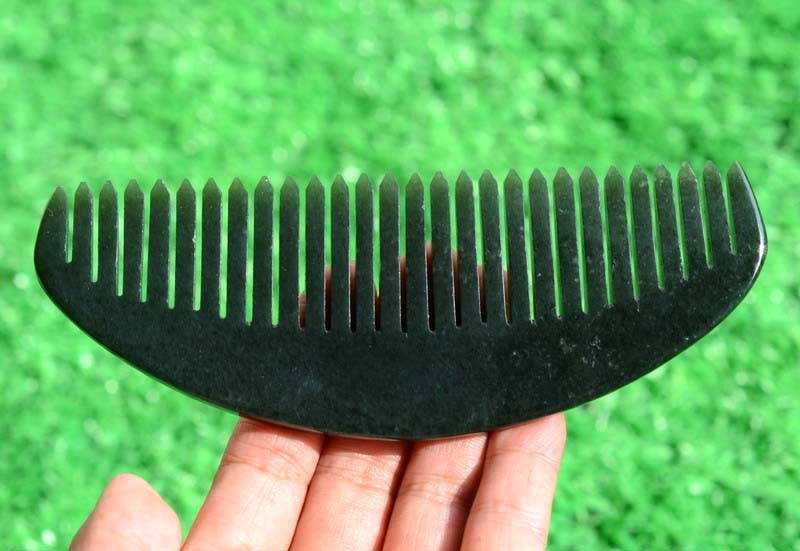 natural jade hair comb polished finish Z012360C