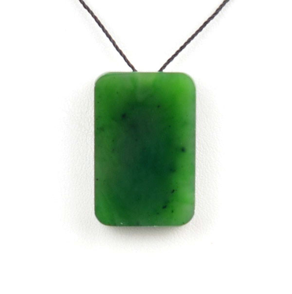 G026541B Single Variant B high-purity green Canadian nephrite plaque pendant with minimal inclusions.