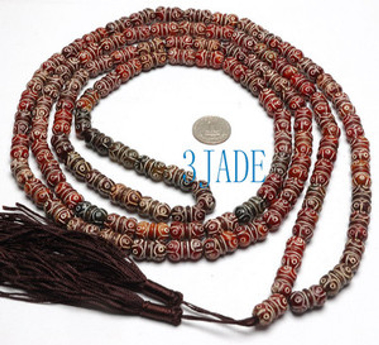 80" Hand Carved Tibetan 108 Jade / Serpentine Prayer Beads Mala