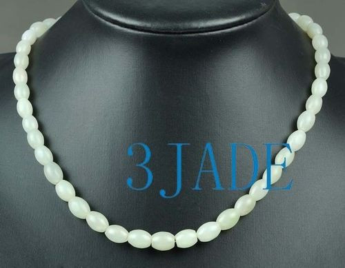 Natural Hetian Nephrite Jade Beads Necklace, w/ certificate