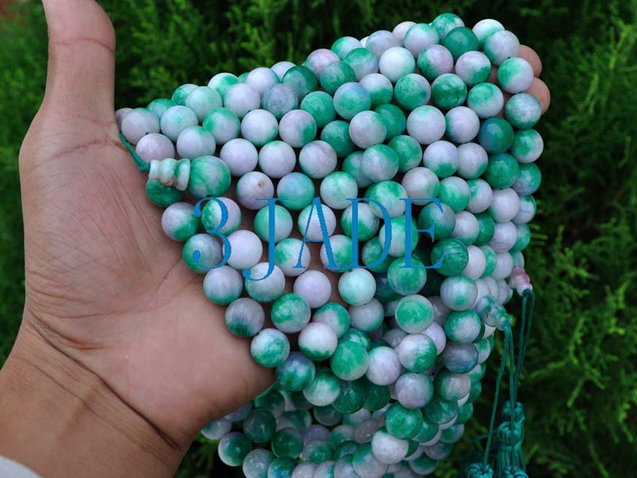 50" Colorful Jade / Serpentine Mantra Meditation Yoga Prayer Beads Buddhist Mala -E004008