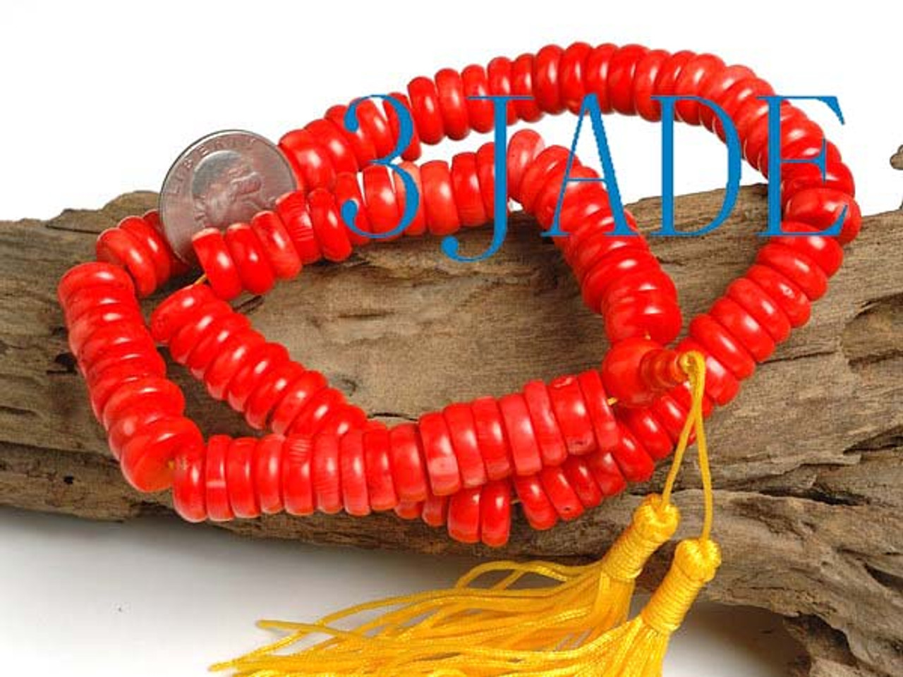 19 Tibetan 108 Red/Orange Coral Meditation Yoga Prayer Beads Mala