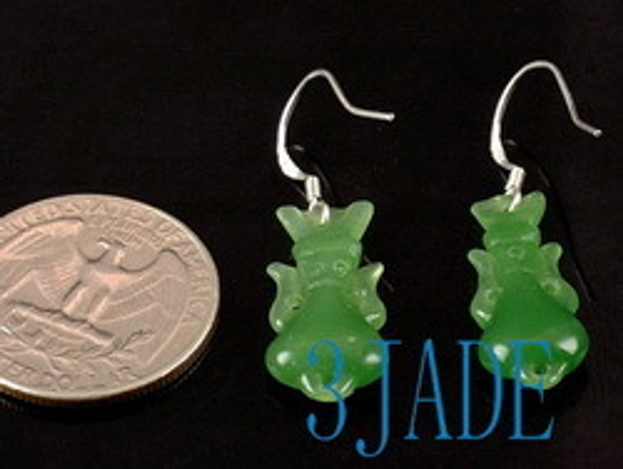 Hand Carved Natural Green Nephrite Jade Bottle Earrings