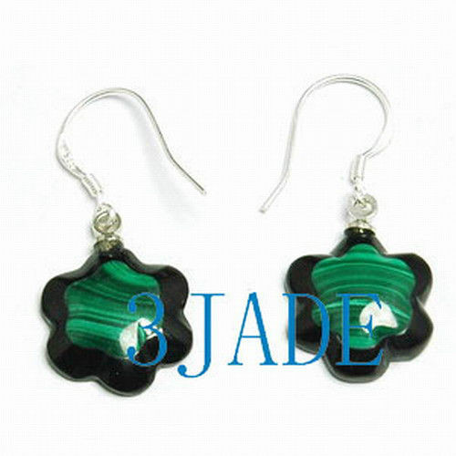 Natural Malachite/Black Onyx Inlaid Earrings