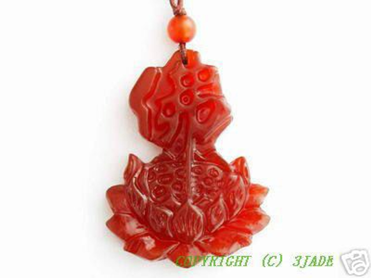Red Carnelian "Budha" Lotus Pendant