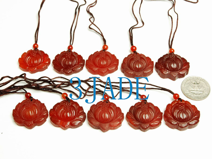 carnelian lotus pendant