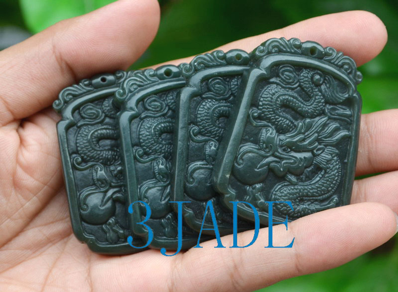 Natural Nephrite Jade Carving: Playing Dragon Pendant