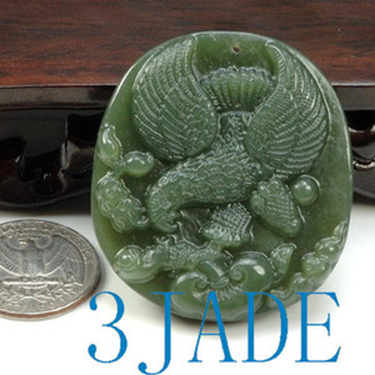 Natural Nephrite Jade Carving: Eagle Pendant