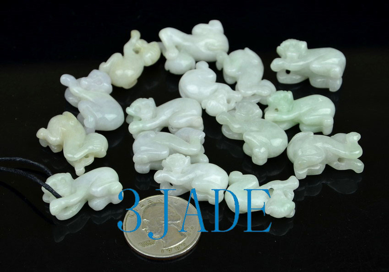 A Grade Jadeite Jade Carved Monkey Figurine Pendant / Necklace -G015157