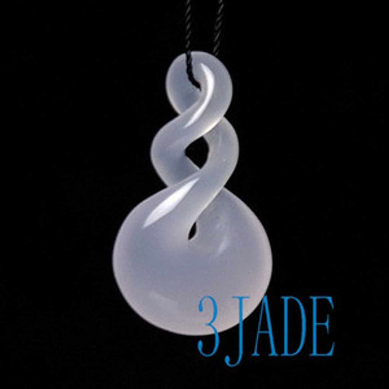 Natural Chalcedony Double Twist Pendant Hand Carved New Zealand Maori Style Art