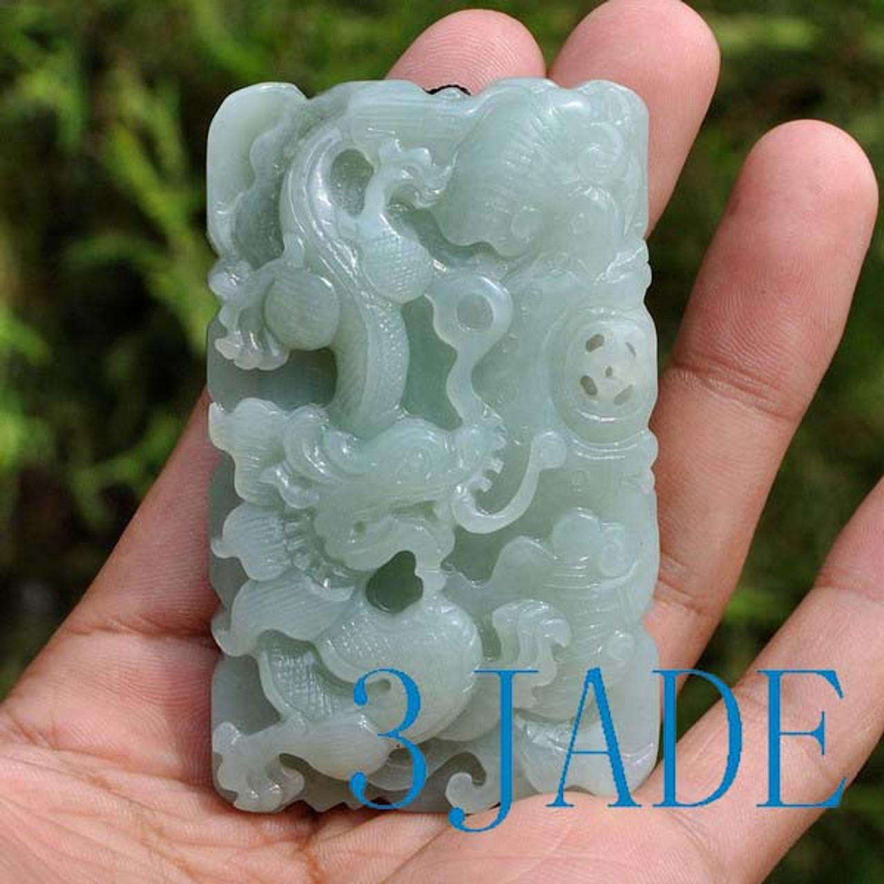 74mm Hand Carved Natural Hetian Nephrite Jade Dragon Pendant, w/ certificate -G020522