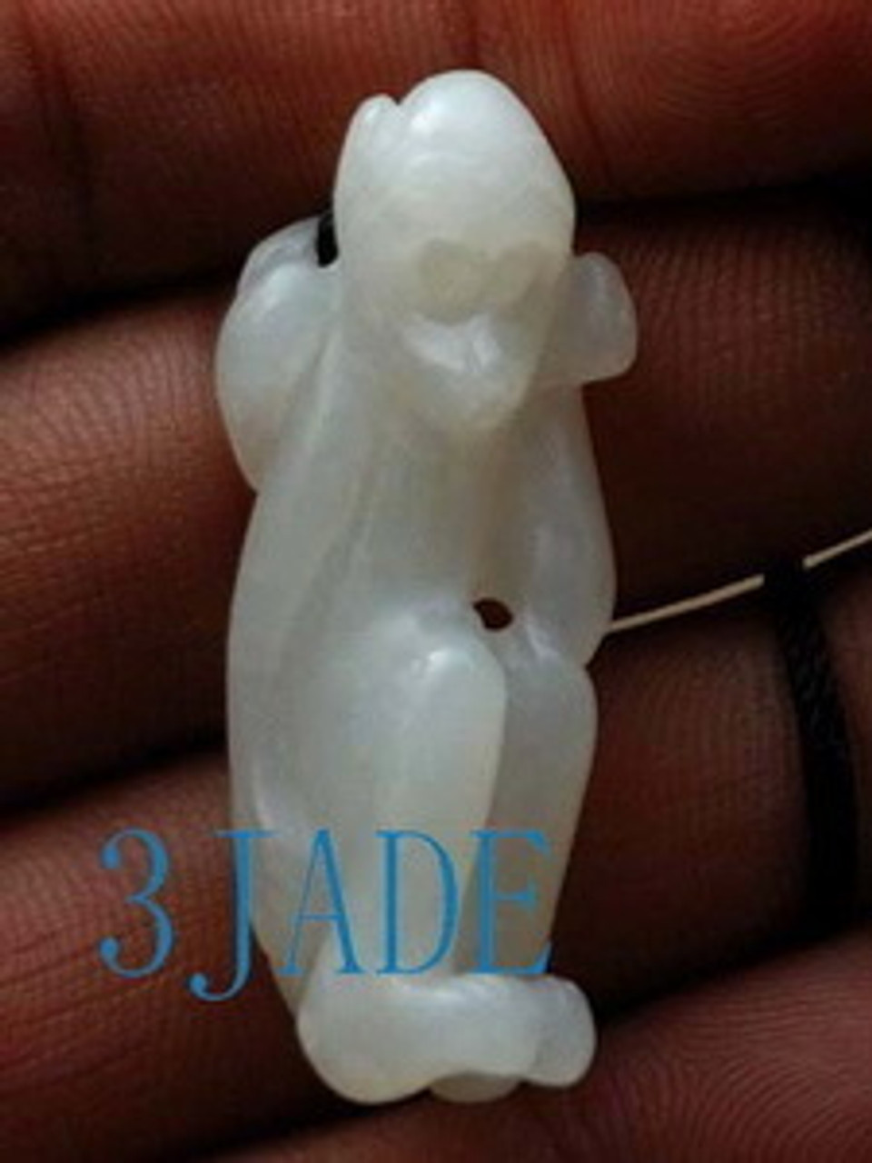 Natural Hetian White Nephrite Jade Monkey Figurine / Pendant, w/ certificate