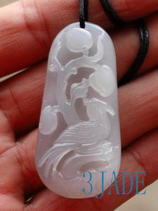 Natural White Hetian Nephrite Jade Bird Pendant / Carving w/ certificate