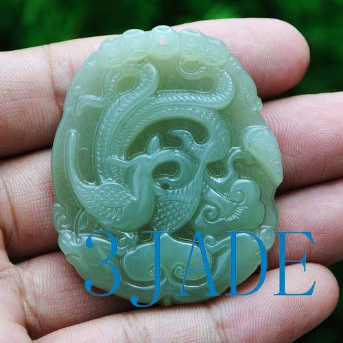Natural Hetian Nephrite Jade Phoenix Pendant Carving / Art