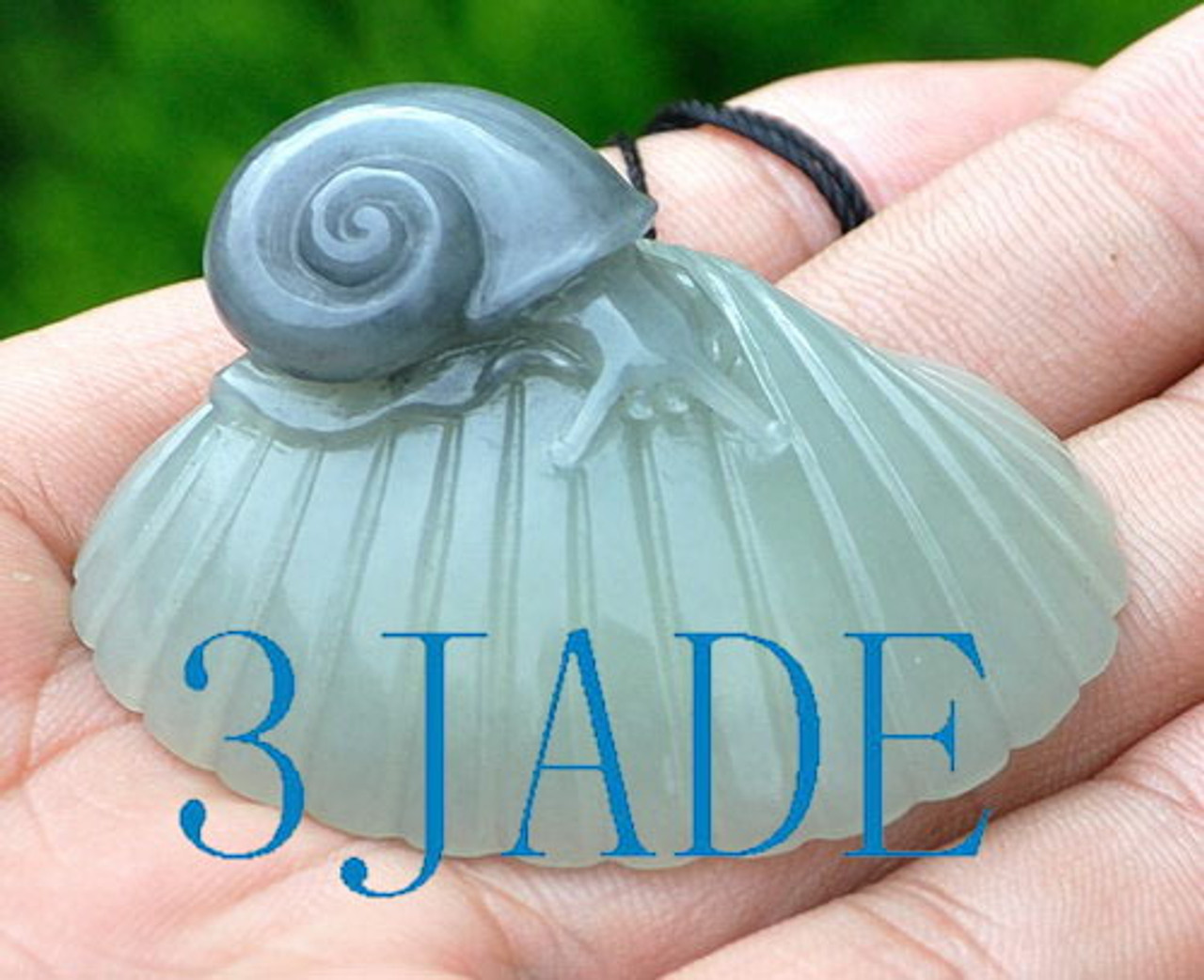 Natural Hetian Nephrite Jade Hand Carved Shell & Snail Pendant