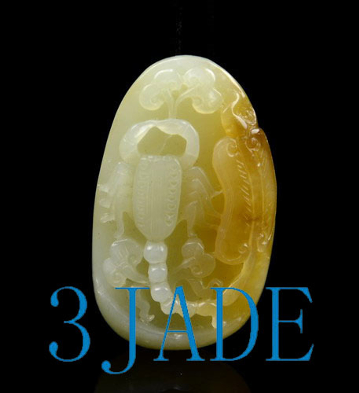 Natural Hetian Nephrite Jade Hand Carved Scorpion Pendant w/ certificate -G020424