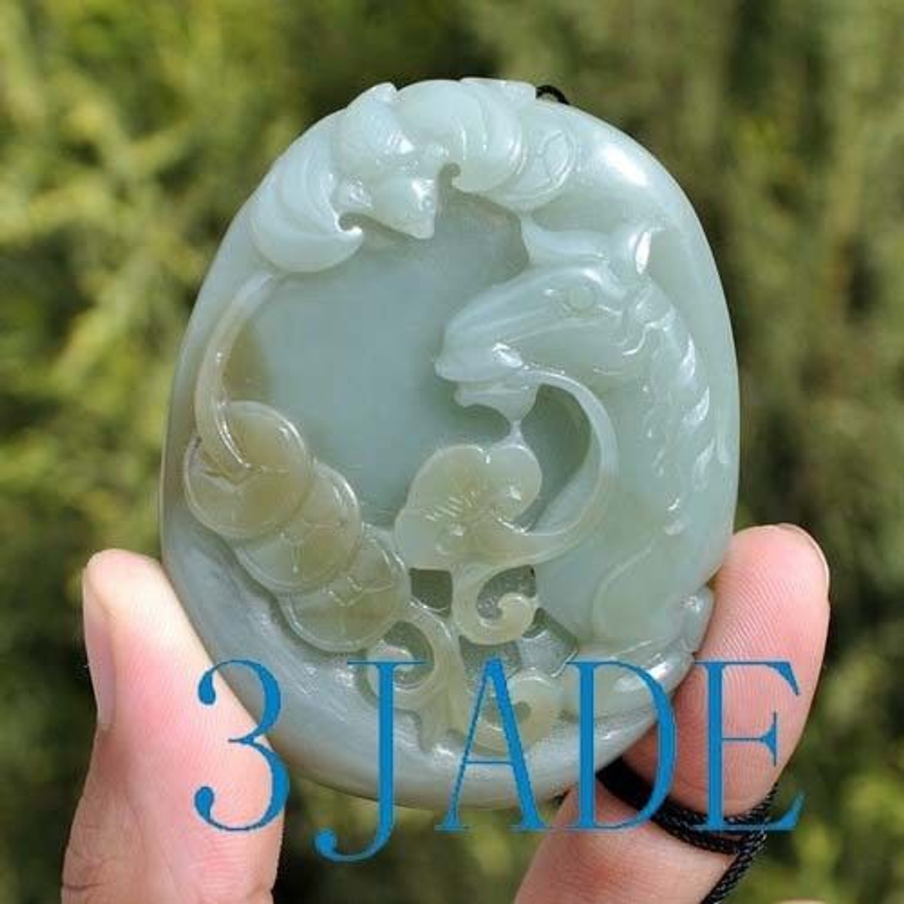 Hand Carved Natural Hetian Nephrite Jade Horse Pendant,  w/ certificate