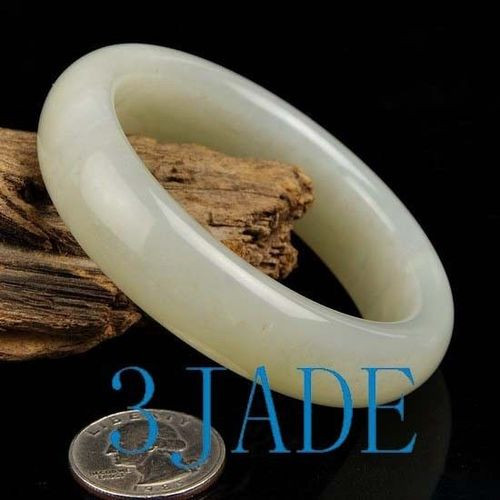 57mm Natural Hetian Nephrite Jade Bangle Bracelet w/ Certificate