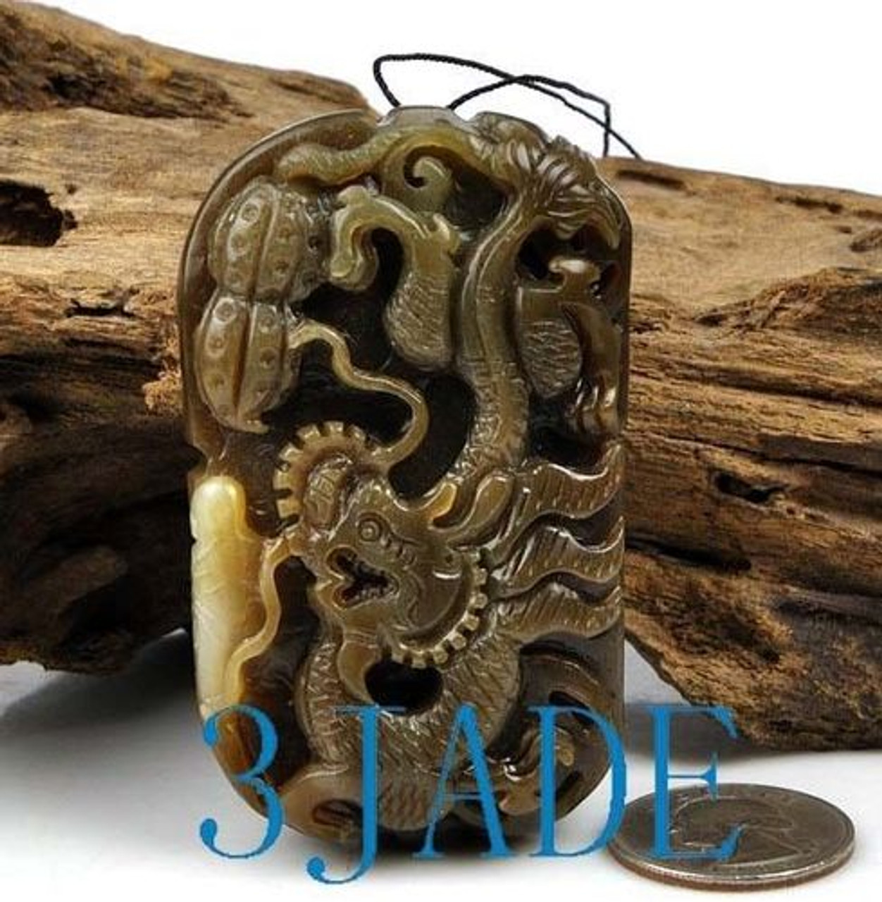 Brown Nephrite Jade Dragon Pendant