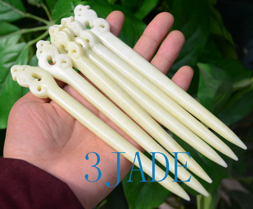Natural Serpentine Hair Stick /Hairpin /Chinese Xiu Jade Traditional Hair  Accessory