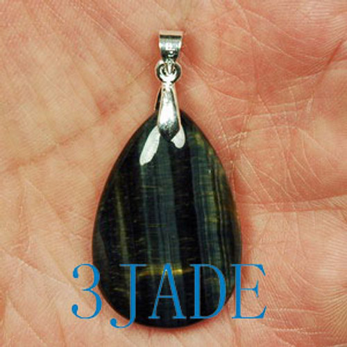 Chatoyant Blue Tiger's Eye Solitaire Pendant