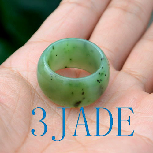 Solid green jade wide band ring