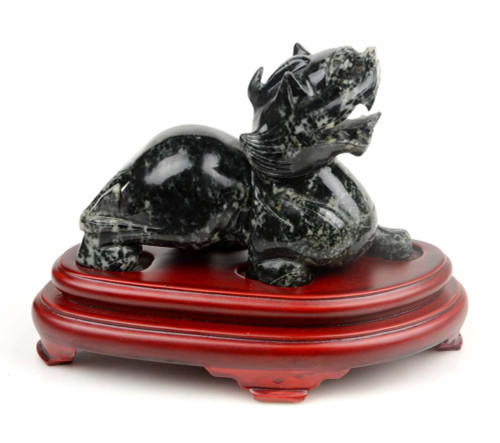 Dushan Jade Pixiu statue pair – divine animal carving front view