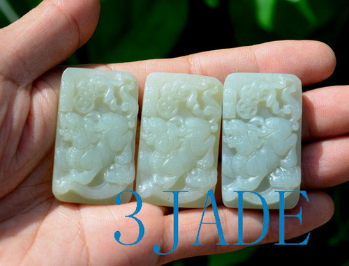 White Nephrite Jade  Pixiu Pendant