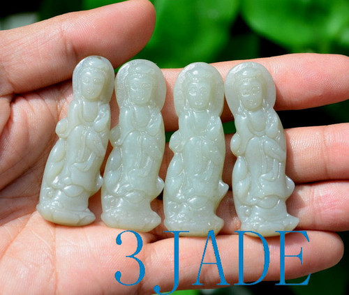 Natural Hetian Nephrite Jade Kwan Yin / Guanyin Amulet / Pendant G025268