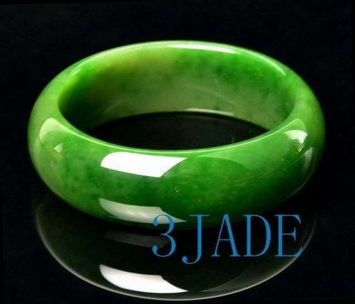 A+ Grade Natural Green Nephrite Jade Bangle Bracelet w/ Certificate C004185