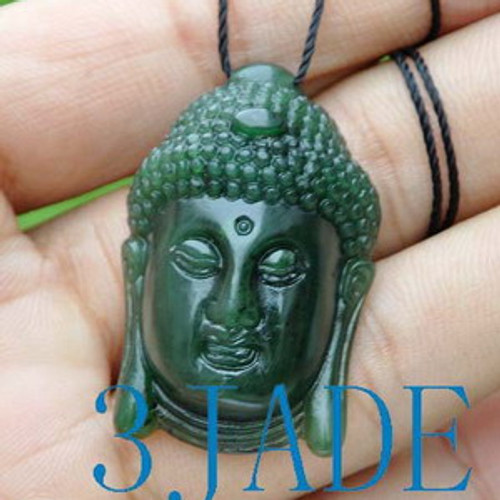 Natural Green Nephrite Jade Carving: Shakyamuni Buddha Pendant G026079