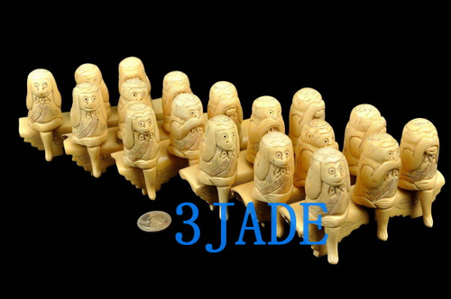 Hand Carved Bone Three Wise Monkeys Statue / Carving /Figurines