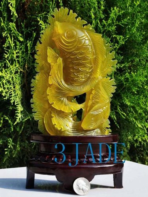 Xiu Jade / Serpentine Koi Fish Sculpture