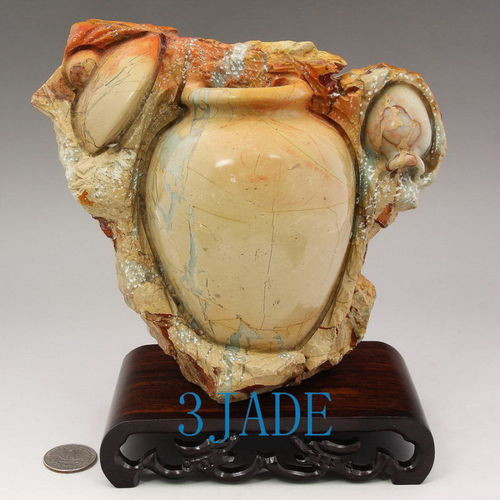 Natural ShouShan Stone Carving: Vase Relic Statue / Sculpture / Art